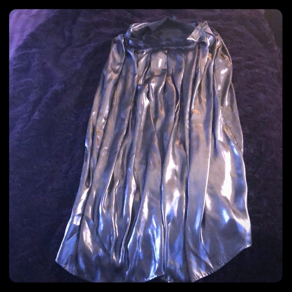 Super cute long skirt shiny pewter color